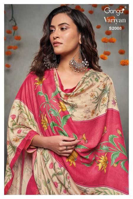 Variyan 2008 By Ganga Printed Pashmina Dress Material